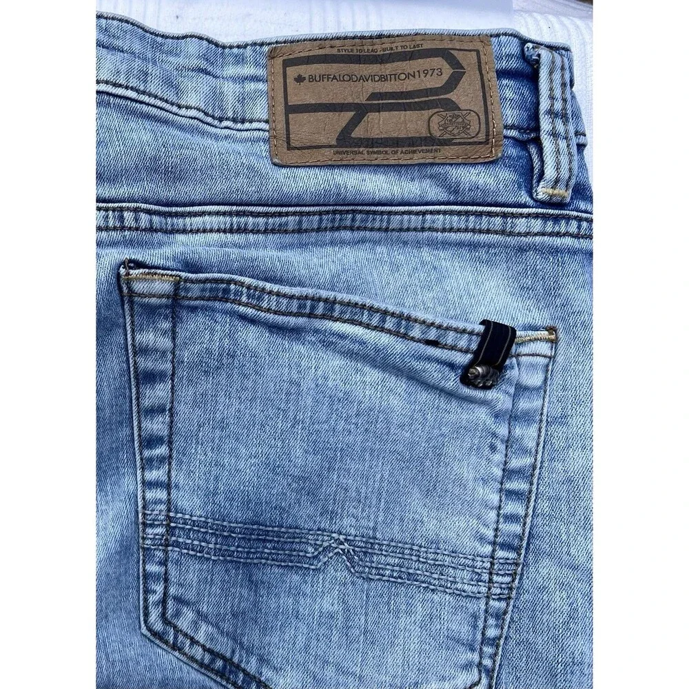 Buffalo David Bitton Ash-X Slim Stretch Jeans Men’s 32x30 Light Wash Denim